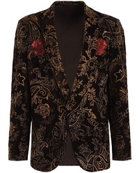 Blazer pailleté à fleurs noir