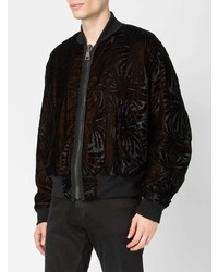 Blouson aviateur à fleurs noir Haider Ackermann