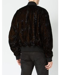 Blouson aviateur à fleurs noir Haider Ackermann