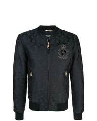 Blouson aviateur à fleurs noir Dolce & Gabbana