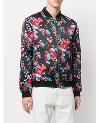 Blouson aviateur à fleurs noir Versace Jeans