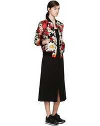 Blouson aviateur à fleurs noir Dolce & Gabbana