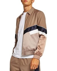 Blouson aviateur à motif zigzag marron clair