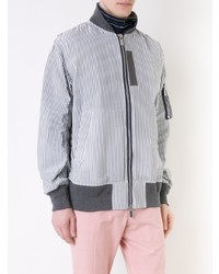 Blouson aviateur à rayures verticales blanc Sacai