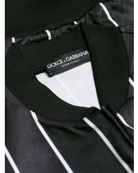 Blouson aviateur à rayures verticales noir et blanc Dolce & Gabbana