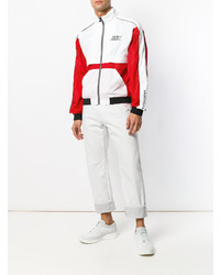 Blouson aviateur blanc et rouge Andrea Crews