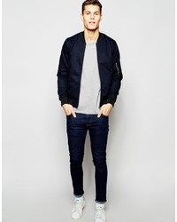 Blouson aviateur bleu marine Asos