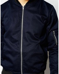 Blouson aviateur bleu marine Asos