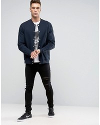 Blouson aviateur bleu Asos