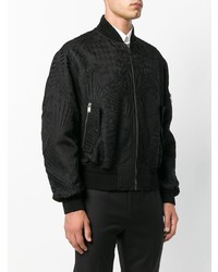 Blouson aviateur brodé noir Versace