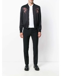 Blouson aviateur brodé noir Alexander McQueen