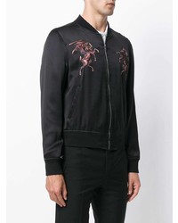 Blouson aviateur brodé noir Alexander McQueen