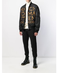 Blouson aviateur brodé noir Moschino