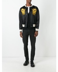 Blouson aviateur brodé noir Alexander McQueen