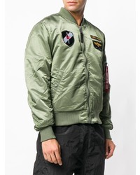 Blouson aviateur brodé olive Alpha Industries