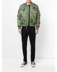 Blouson aviateur brodé olive Alpha Industries