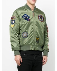 Blouson aviateur brodé olive Alpha Industries