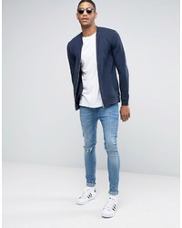 Blouson aviateur en coton bleu marine Asos