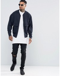 Blouson aviateur en coton bleu marine Asos