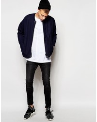 Blouson aviateur en coton bleu marine Asos