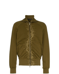 Blouson aviateur en coton brodé olive