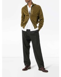 Blouson aviateur en coton brodé olive Haider Ackermann