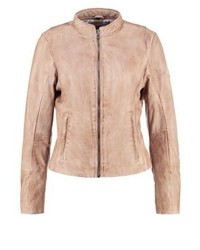 Blouson aviateur en cuir beige Gipsy