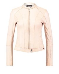 Blouson aviateur en cuir beige Tigha