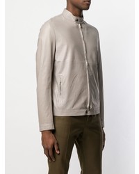 Blouson aviateur en cuir beige Salvatore Santoro