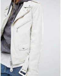 Blouson aviateur en cuir blanc Schott