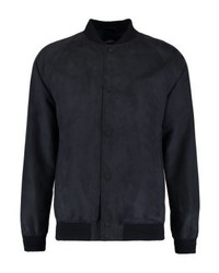 Blouson aviateur en cuir bleu marine Burton Menswear London