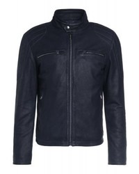 Blouson aviateur en cuir bleu marine JOOP!