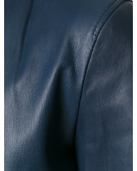 Blouson aviateur en cuir bleu marine Dolce & Gabbana