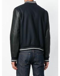 Blouson aviateur en cuir bleu marine A.P.C.