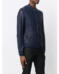 Blouson aviateur en cuir bleu marine Salvatore Santoro