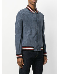 Blouson aviateur en cuir bleu Drome