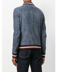 Blouson aviateur en cuir bleu Drome