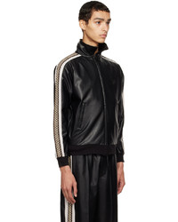 Blouson aviateur en cuir brodé noir SASQUATCHfabrix.