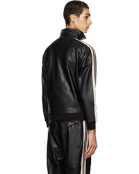 Blouson aviateur en cuir brodé noir SASQUATCHfabrix.