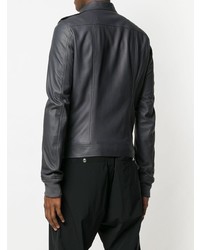 Blouson aviateur en cuir gris foncé Rick Owens