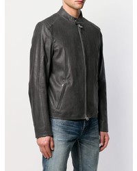 Blouson aviateur en cuir gris foncé Drome