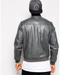 Blouson aviateur en cuir gris Asos