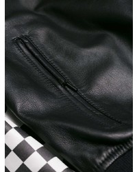 Blouson aviateur en cuir imprimé noir Versace Jeans