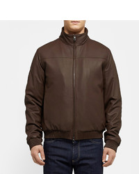 Blouson aviateur en cuir marron foncé Loro Piana