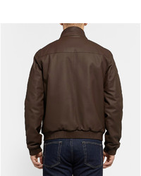 Blouson aviateur en cuir marron foncé Loro Piana