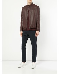 Blouson aviateur en cuir marron foncé D'urban