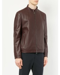 Blouson aviateur en cuir marron foncé D'urban