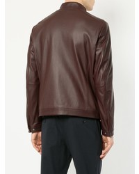 Blouson aviateur en cuir marron foncé D'urban