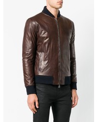 Blouson aviateur en cuir marron foncé Barba