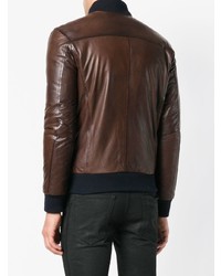 Blouson aviateur en cuir marron foncé Barba